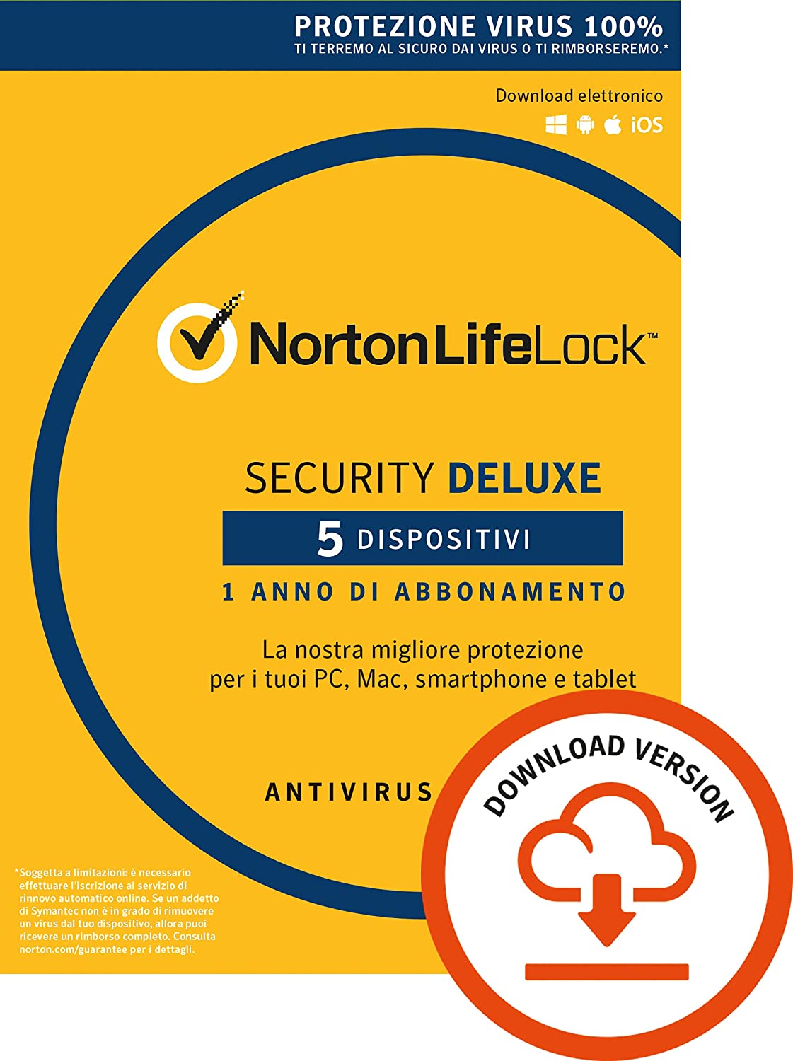 Norton 360 Deluxe 2022, Antivirus per 3 Dispositivi, Licenza di 1 anno