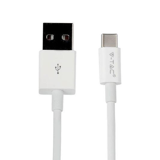 V-TAC Caricatore da Viaggio con Cavo Ricarica Veloce Micro USB Tipo-C 3.0A Colore Bianco