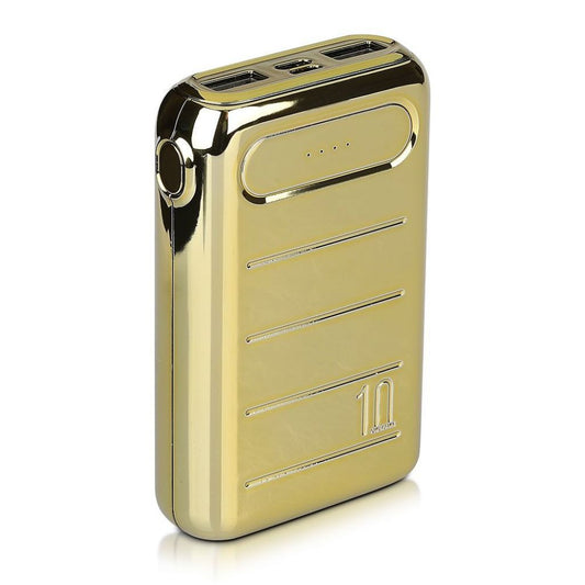 Power Bank 10.000 Mah Colore Oro Dual USB Micro USB e Tipo C