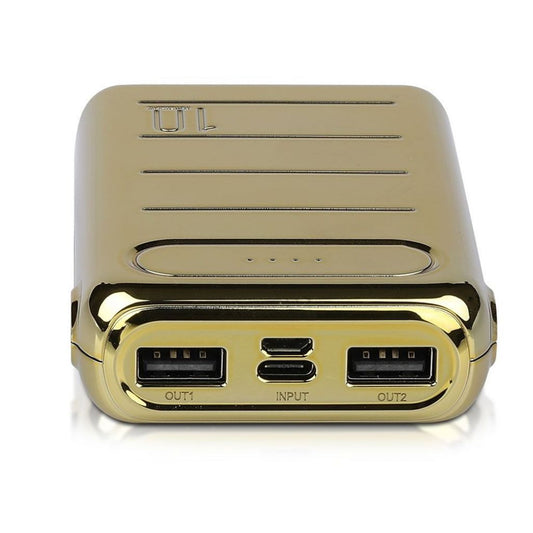 Power Bank 10.000 Mah Colore Oro Dual USB Micro USB e Tipo C