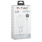 V-TAC Caricatore da Viaggio con Cavo Ricarica Veloce Micro USB Tipo-C 2.1A Colore Bianco