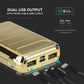 V-TAC Power Bank 10.000 Mah Colore Oro Dual USB Micro USB e Tipo C
